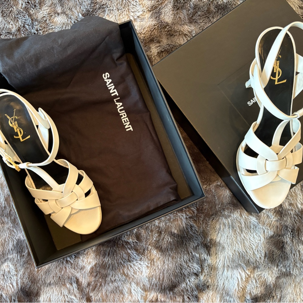 Saint Laurent Ivory Tribute Heels